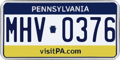 PA license plate MHV0376