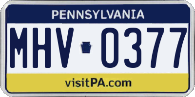 PA license plate MHV0377