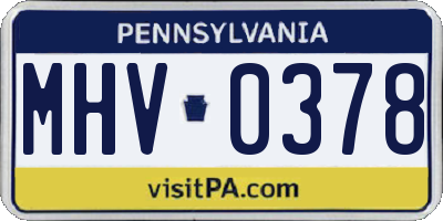 PA license plate MHV0378
