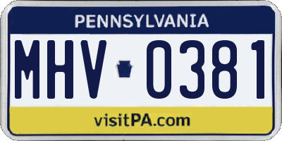 PA license plate MHV0381