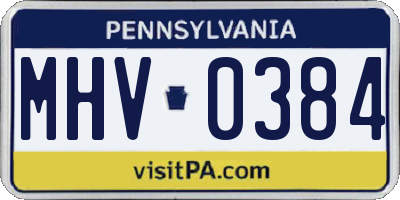 PA license plate MHV0384