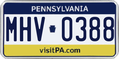 PA license plate MHV0388