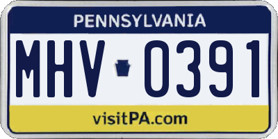 PA license plate MHV0391