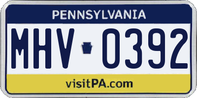 PA license plate MHV0392