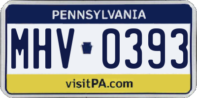 PA license plate MHV0393