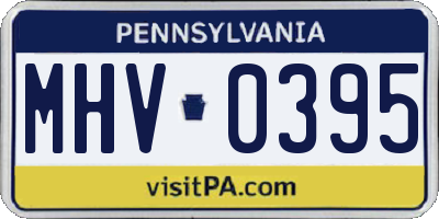 PA license plate MHV0395