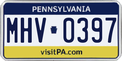 PA license plate MHV0397