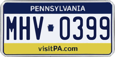 PA license plate MHV0399