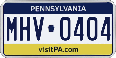 PA license plate MHV0404