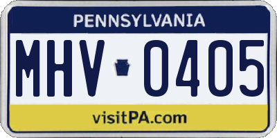 PA license plate MHV0405