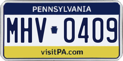 PA license plate MHV0409