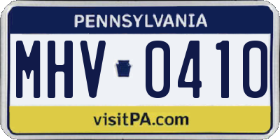 PA license plate MHV0410