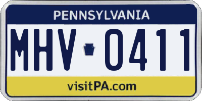 PA license plate MHV0411