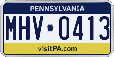 PA license plate MHV0413