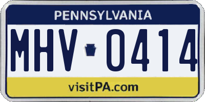 PA license plate MHV0414