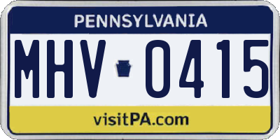 PA license plate MHV0415