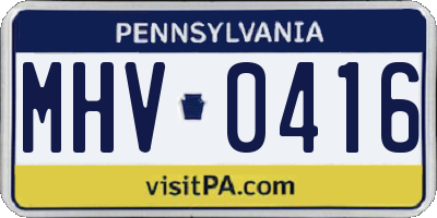 PA license plate MHV0416