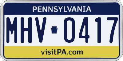 PA license plate MHV0417