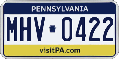 PA license plate MHV0422