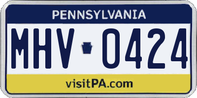 PA license plate MHV0424