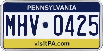 PA license plate MHV0425