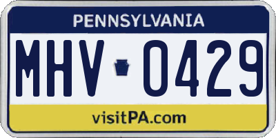 PA license plate MHV0429