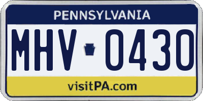PA license plate MHV0430