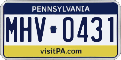 PA license plate MHV0431