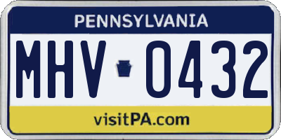 PA license plate MHV0432