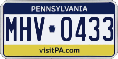 PA license plate MHV0433