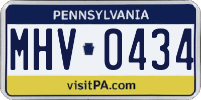PA license plate MHV0434