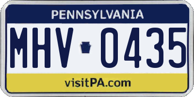 PA license plate MHV0435