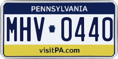 PA license plate MHV0440