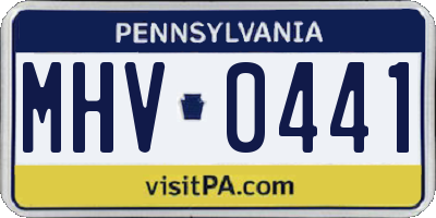 PA license plate MHV0441