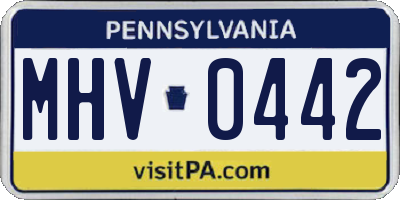 PA license plate MHV0442
