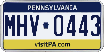 PA license plate MHV0443