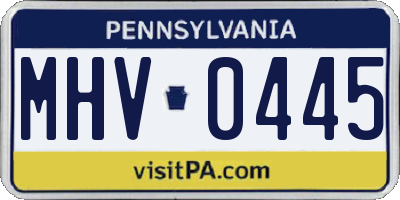 PA license plate MHV0445