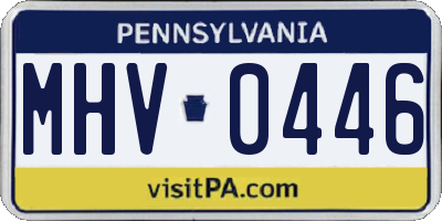 PA license plate MHV0446