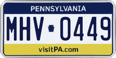PA license plate MHV0449