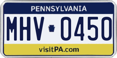 PA license plate MHV0450
