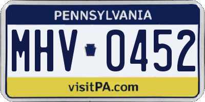 PA license plate MHV0452