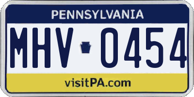 PA license plate MHV0454