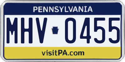 PA license plate MHV0455