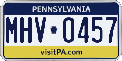 PA license plate MHV0457