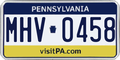 PA license plate MHV0458