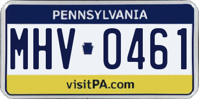 PA license plate MHV0461