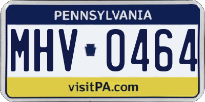 PA license plate MHV0464