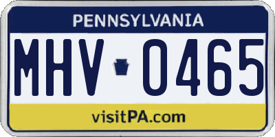 PA license plate MHV0465