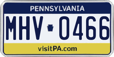 PA license plate MHV0466