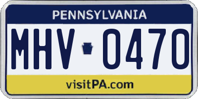 PA license plate MHV0470